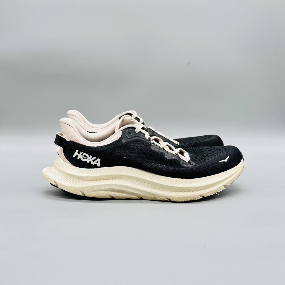 Hoka One One Black and Cream Athletic Running Shoes